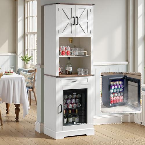 Farmhouse Wine Cabinet with Fridge and Storage