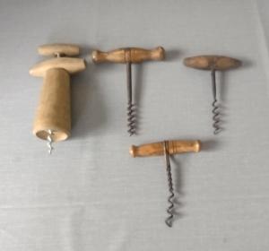 Set of 4 Vintage Wooden Wine Corkscrews