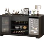 Stylish Black Bar Cabinet with Fridge Space