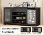 Stylish Black Bar Cabinet with Fridge Space