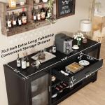 Stylish Black Bar Cabinet with Fridge Space