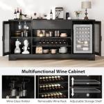 Stylish Black Bar Cabinet with Fridge Space