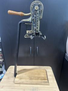 Brass Tabletop Wine Opener with Wood Stand