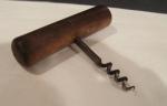 Antique Wood Wine Bottle Opener with Corkscrew