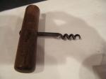 Antique Wood Wine Bottle Opener with Corkscrew