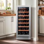 Large Capacity Wine Cooler with Glass Door 33 Bottles