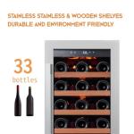 Large Capacity Wine Cooler with Glass Door 33 Bottles
