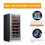 Large Capacity Wine Cooler with Glass Door 33 Bottles