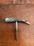 Antique Corkscrew with Antler Handle and Sterling Cap
