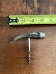 Antique Corkscrew with Antler Handle and Sterling Cap