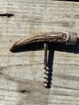 Antique Corkscrew with Antler Handle and Sterling Cap