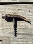 Antique Corkscrew with Antler Handle and Sterling Cap