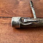 Antique Corkscrew with Antler Handle and Sterling Cap