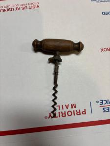 Vintage Wood Handle Corkscrew with Helix Blade