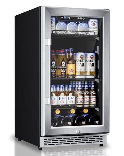 Minorfun 18 Inch Glass Door Beverage Fridge