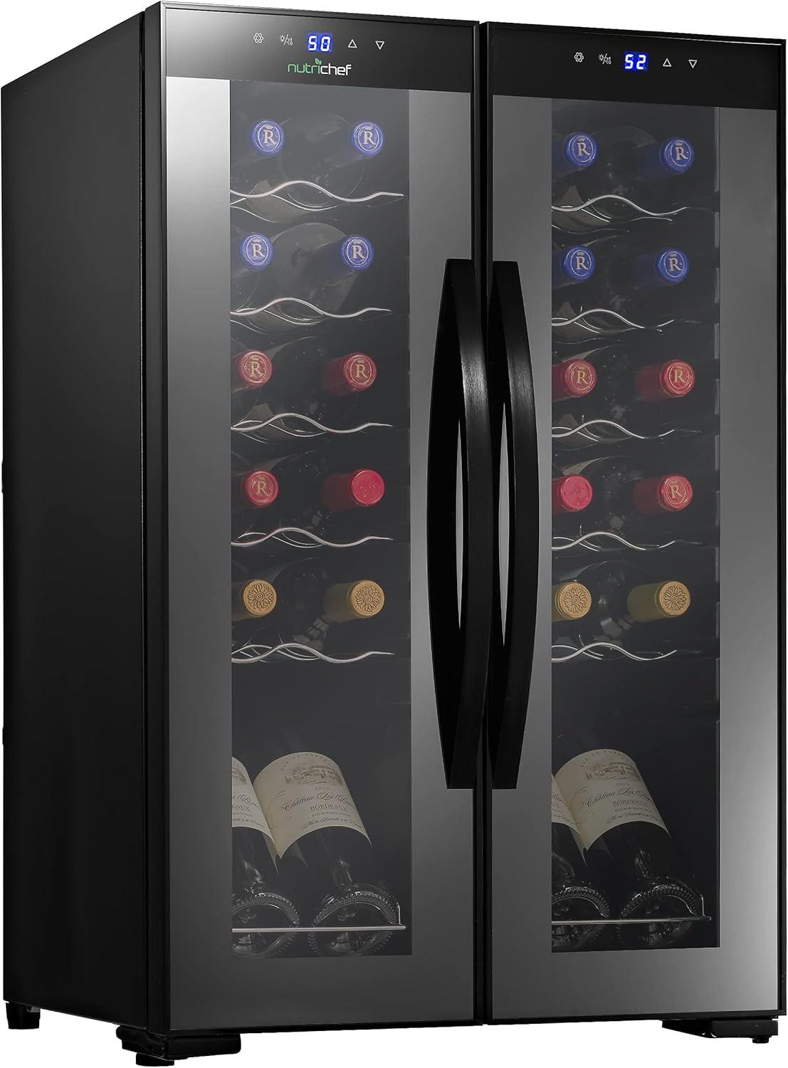 NutriChef Dual Zone Wine Fridge with Touch Controls