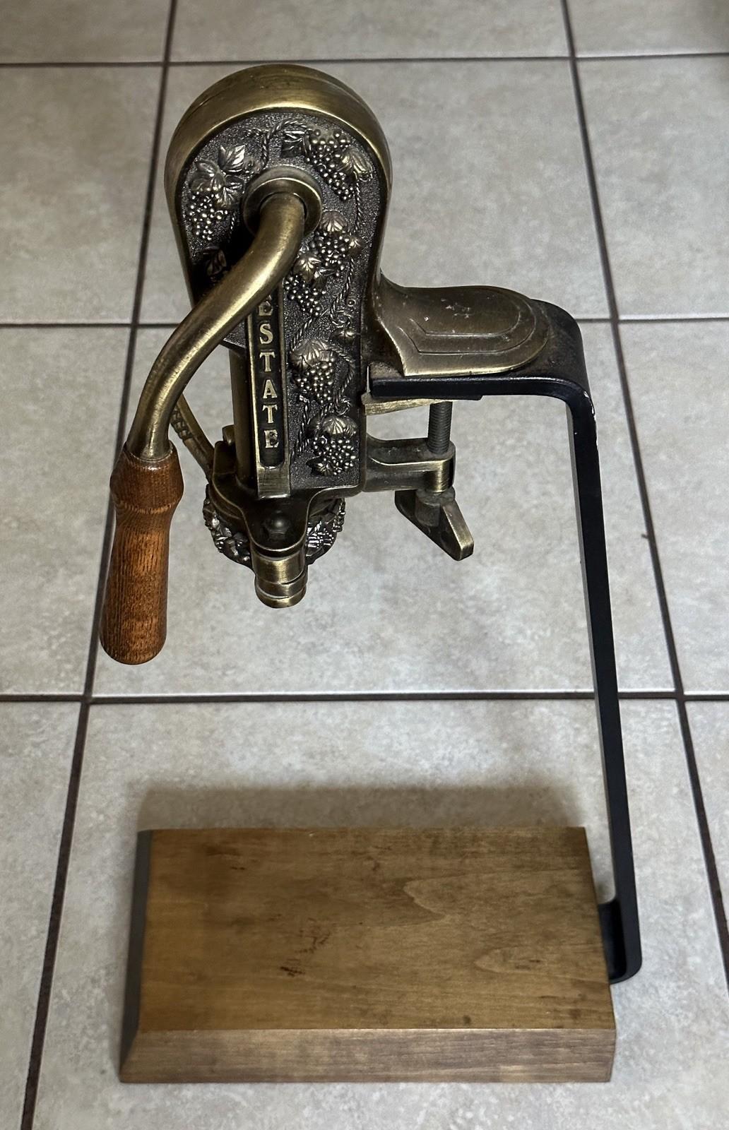 Vintage Brass Wine Bottle Opener with Stand