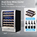 Dual Zone 51-Bottle Wine Fridge Cooler