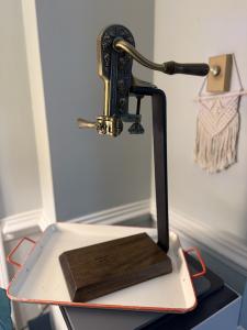 Antique Brass Tabletop Wine Bottle Opener Set