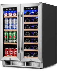 Dual Zone Wine and Beverage Refrigerator with French Doors