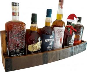 Rustic Wall-Mounted Wine and Whiskey Barrel Shelf