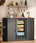 Fluted Coffee Bar Cabinet with Wine Storage
