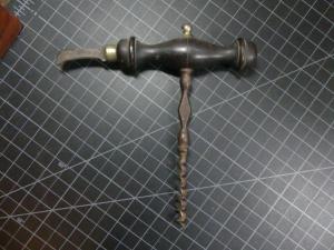Vintage Wooden Handle Corkscrew with Blade