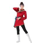 Mongolian Dance Dress Skirt Set in Wine Red