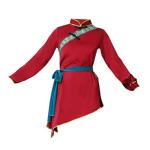 Mongolian Dance Dress Skirt Set in Wine Red