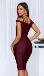 Chic Stretch Bandage Dress in Wine 3X