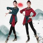 Mongolian Dance Dress Skirt Set in Wine Red