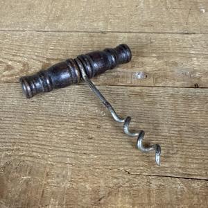 Vintage Metal Corkscrew with Antique Wood Handle