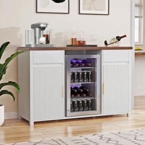 Large Coffee Bar Cabinet with Wine Storage