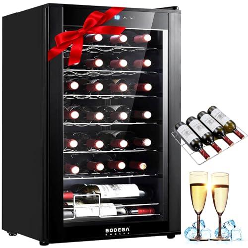 Matte Black 28-Bottle Wine Cooler with Touchscreen