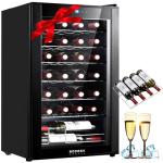 Matte Black 28-Bottle Wine Cooler with Touchscreen
