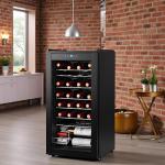 Matte Black 28-Bottle Wine Cooler with Touchscreen