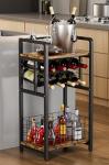 3-Tier Freestanding Wine Rack with Wood Top