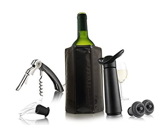 Vacu Vin Wine Saver Pump with Stoppers – Black