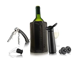 Vacu Vin Wine Saver Pump with Stoppers – Black
