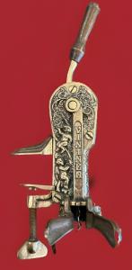 French Brass Cherub Wine Bottle Corkscrew Opener