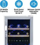 Dual Zone Wine Fridge Holds 29 Bottles