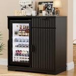 Stylish Wine Bar Cabinet with Fridge, Black
