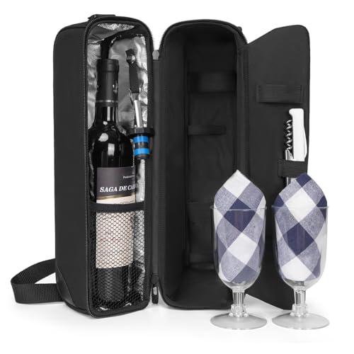 ALLCAMP Wine Tote with Cooler & Picnic Set