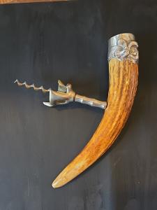 Vintage Sterling Silver Corkscrew with Antler Horn