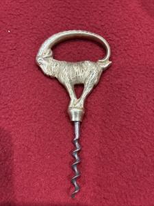 1920 Vintage Ram Handle Metal Corkscrew from Denmark