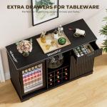 Aauro Home Fluted Wine Bar Cabinet with Fridge