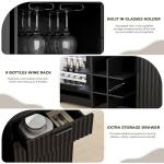 Aauro Home Fluted Wine Bar Cabinet with Fridge