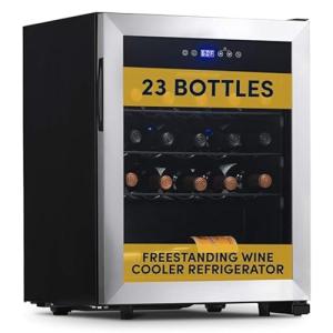 23-Bottle Wine Fridge with Glass Door & Handle