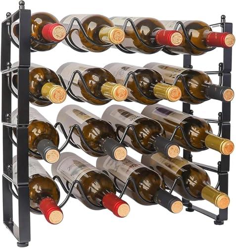 Stackable 4-Tier Wine Rack for 16 Bottles