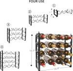 Stackable 4-Tier Wine Rack for 16 Bottles